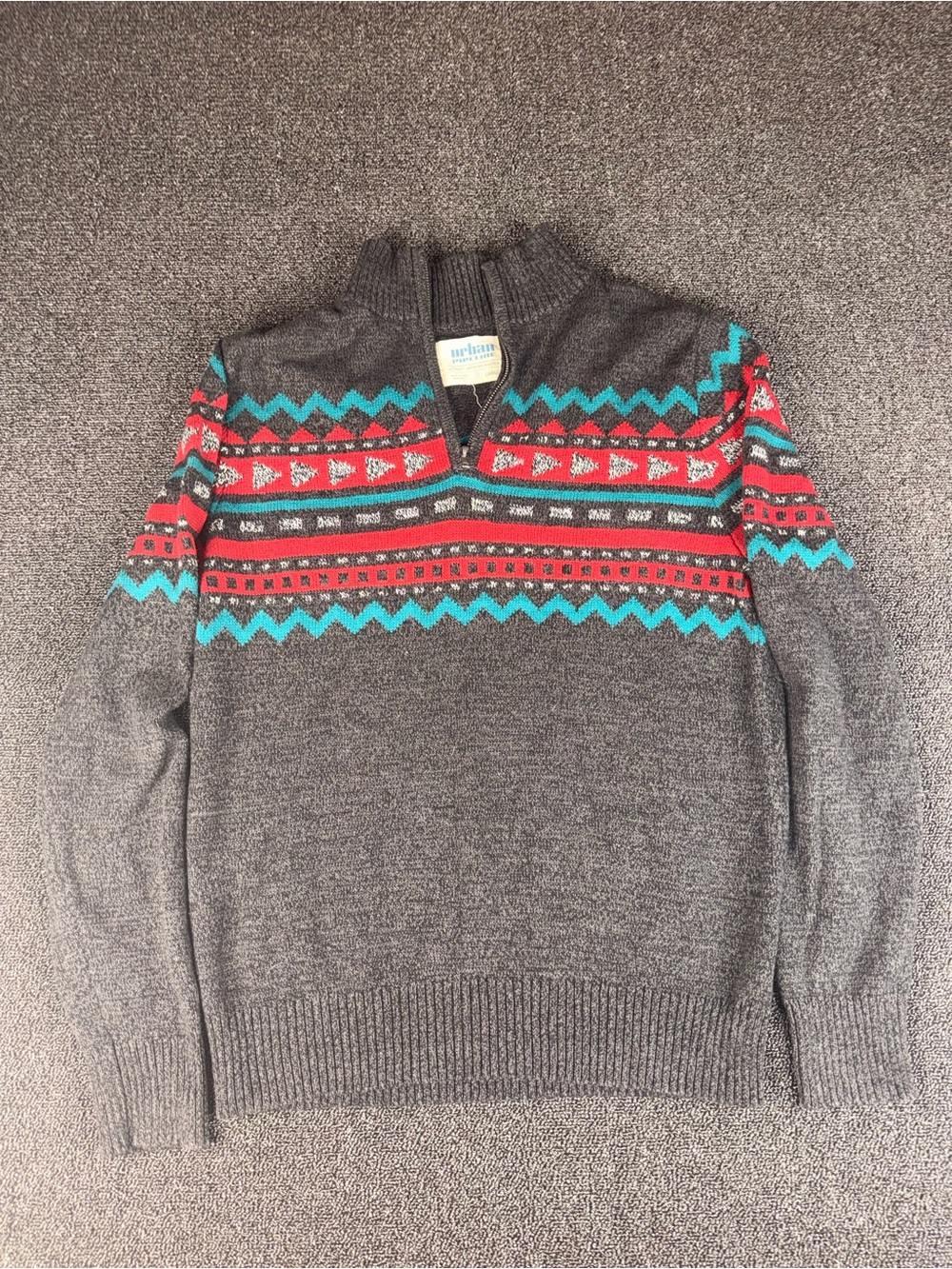 Urban Pipeline Men's Geometric Zip Up Sweater Size Large